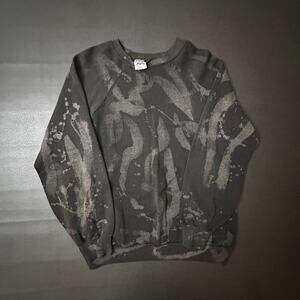 Vintage 1980s Sweatshirt Mens Large Black Acid Wash Made in USA Single Stitch